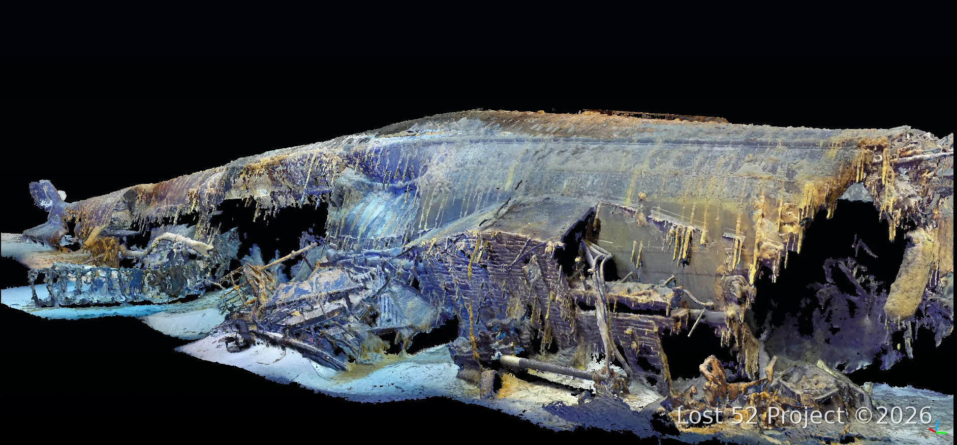 Photogrammetry model of the USS S-28 wreck on the seabed